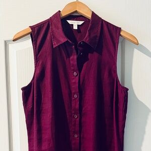Garnet Hill Linen Sleeveless Shirtdress